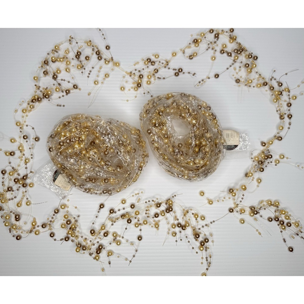 Sullivans Lot of 3 5' Soft Gold Pearl Bead Garland GD1037 Christmas Decor